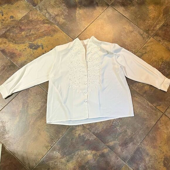 Karen Scott II Button Down Long Sleeve Blouse 22W - Picture 4 of 9